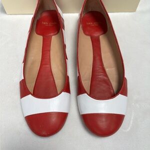 Kate Spade Red and White Striped Leather Women's Flats - ISLA